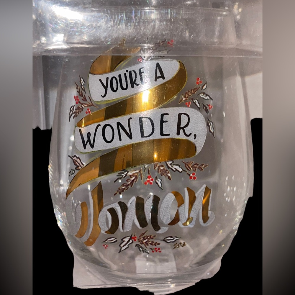 COPY - Stemless Wine Glass “You’re A Wonder Woman” Etched Wine Glass NWT